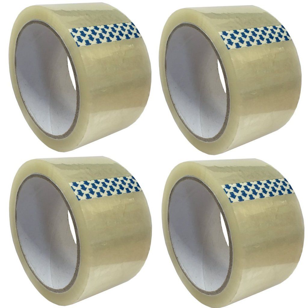 (PACK OF 4) Large Rolls Clear Parcel Tape 48mm x 66M Packaging Box